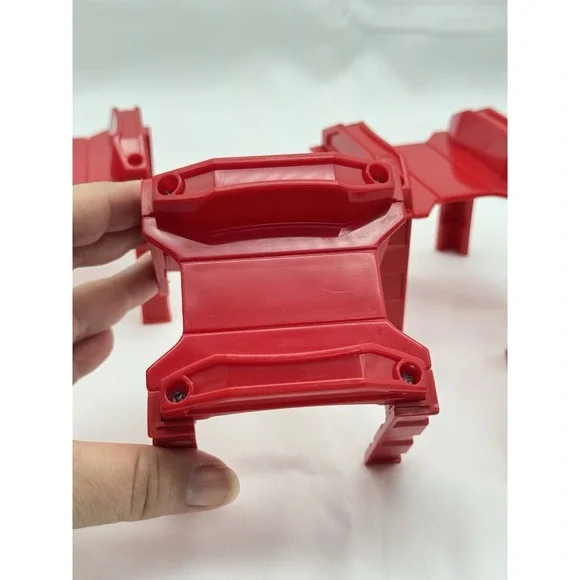 Wooden Train Track Red Stacking Support Risers Fits Major Brands Lot of 4 - Picture 4 of 7
